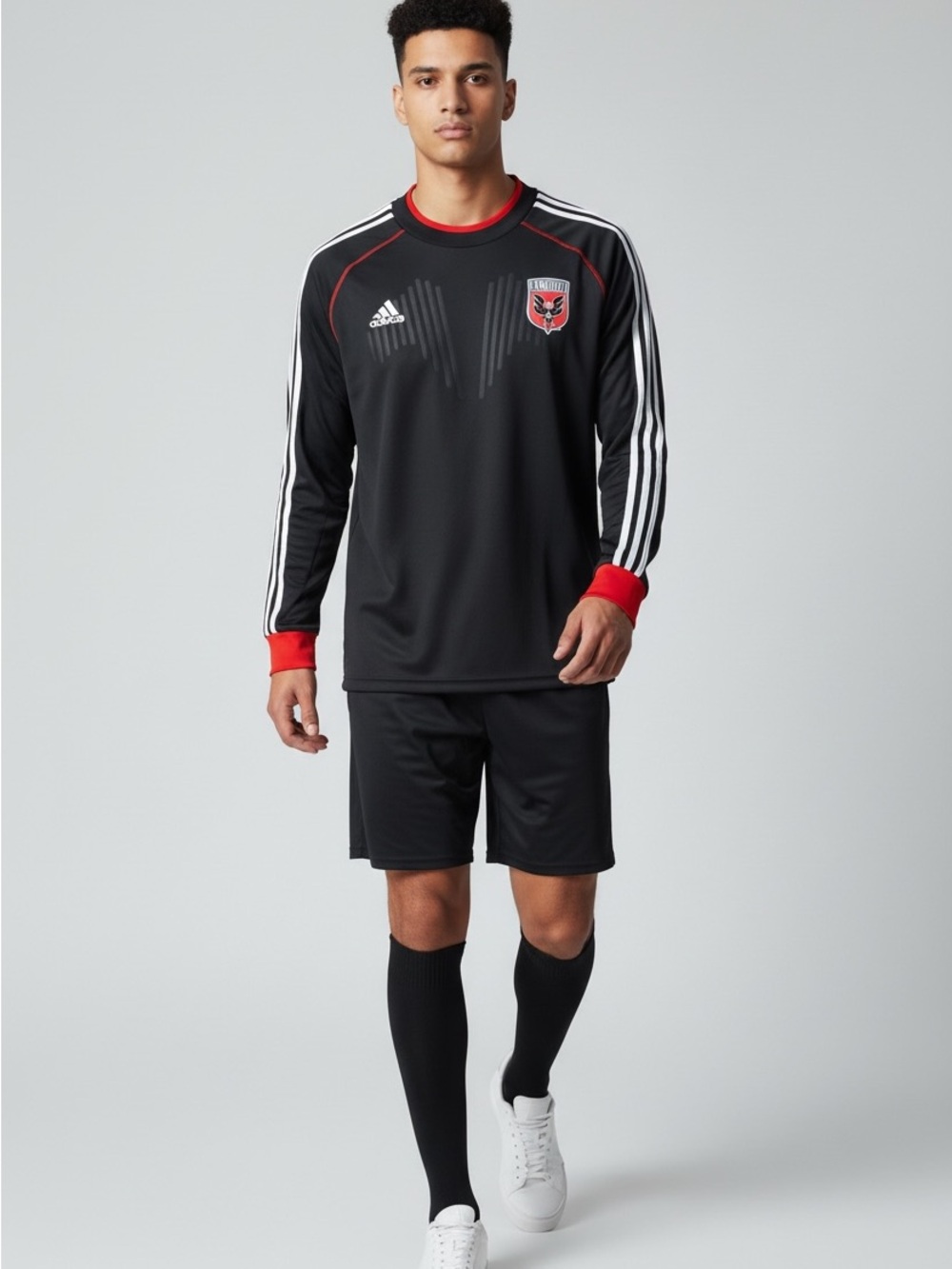 Adidas MLS DC United Jersey Kit Black L Formotion Long Sleeve Soccer Football